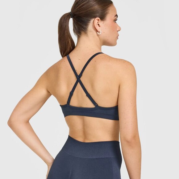 EnhanceLift™ Seamless Strappy Sports Bra with White Logo - Picture 2 of 6